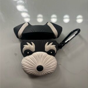Adorable Black and White Dog Earbud Case